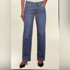 Express Medium Blue Straight-Leg Jeans with Side Studs
